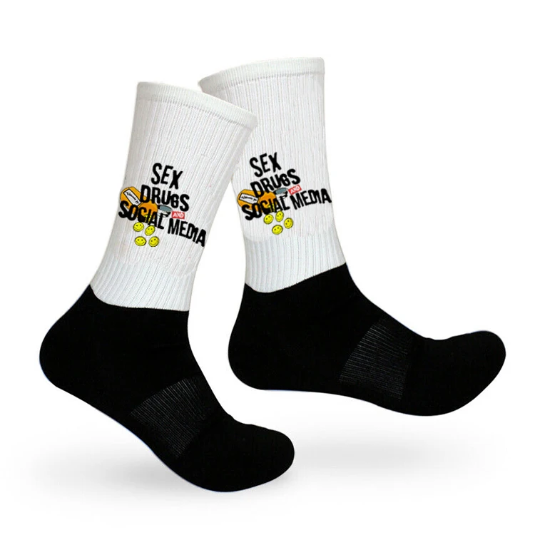 Wholesale Custom Logo Design 3D Printing Sublimation Digital Picture Blank Socks Crew Funny High Quality Men Socks