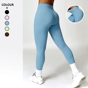 High Waist Nylon Spandex Yoga Leggings Quick Dry Tummy Control Butt Lift Seamless Scrunch Gym Fitness Running Sport Pants