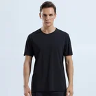 Shirt Fit Short Sleeve Apparel Stock Workout Cool Touch Fabric Black T Shirt Dry Fit Men Sportswear Short Sleeve Plain T Shirt With Nylon Spandex