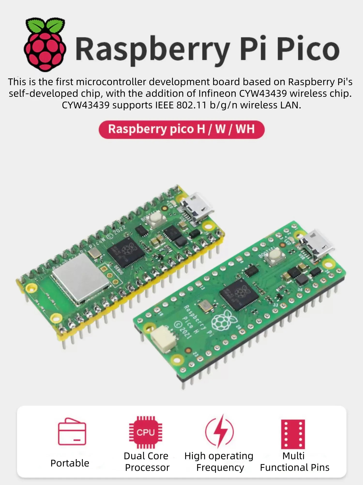 Raspberry Pi Pico W WH WIFI Official Original Development Board ...