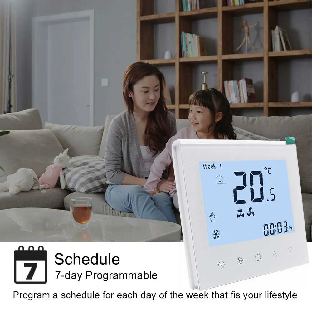 RS485 Modbus Wifi Thermostat Temperature Controller Ac Thermostat Wifi for  Fan Coil Unit