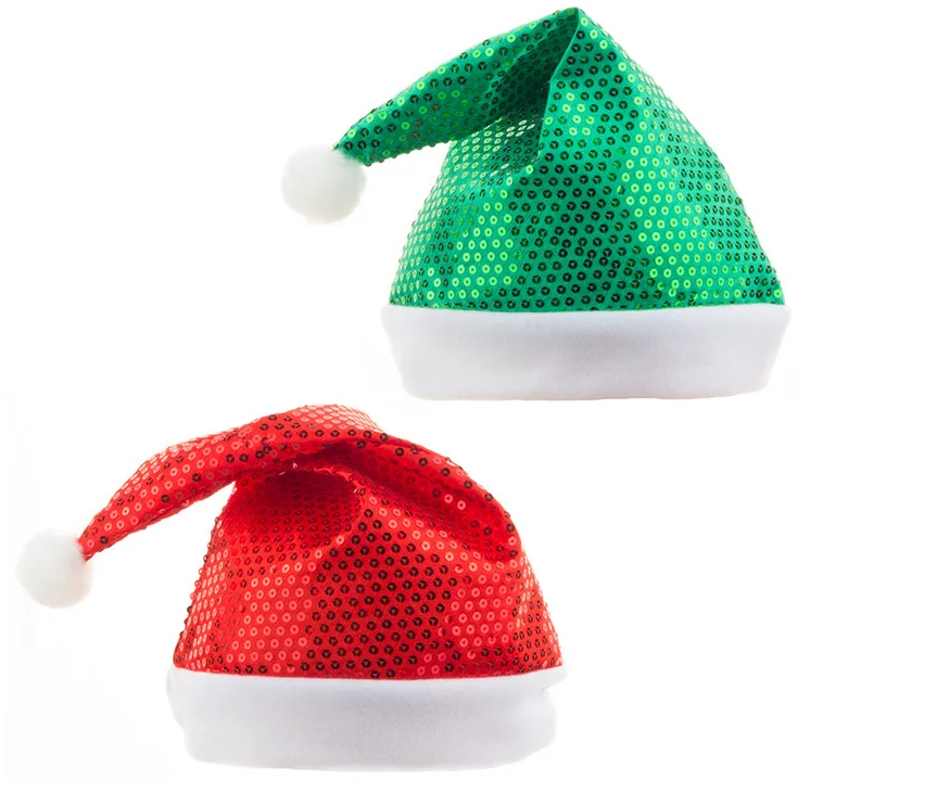 red and green sequin santa hat