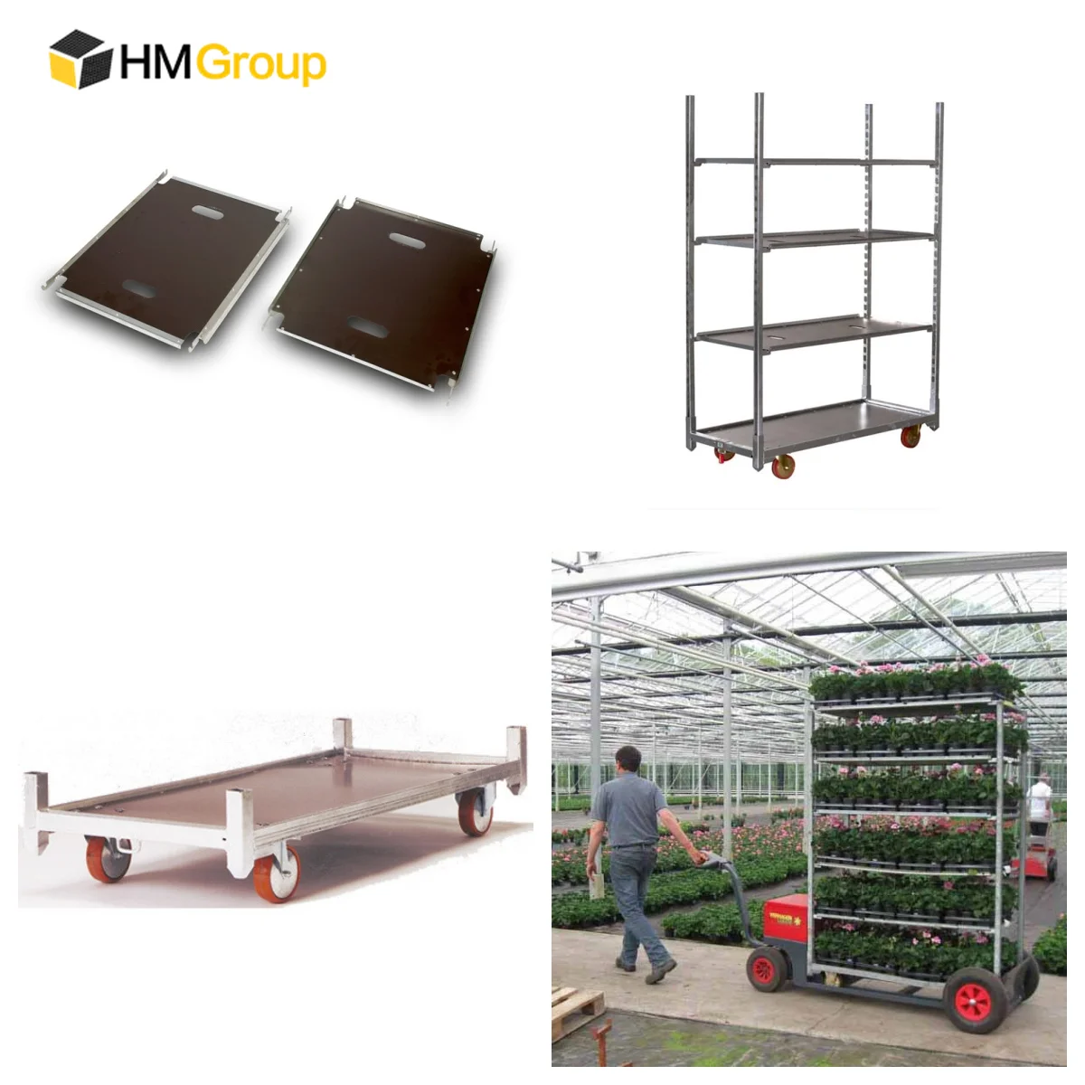 Galvanized Greenhouse Nursery Transport Danish Storage Dutch Flower Plant Trolleys