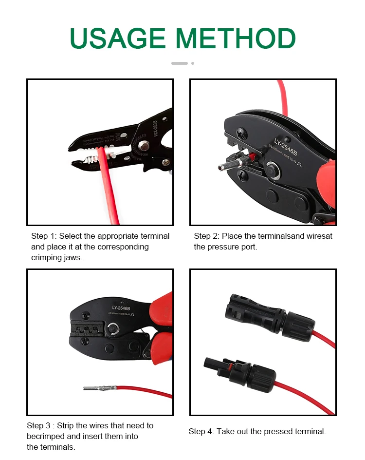 LY-2546B 2.5/4/6mm2 13-10AWG Cable Energy Systems Installation Connector Pressing Solar Terminal Tools Hand Crimping Pliers