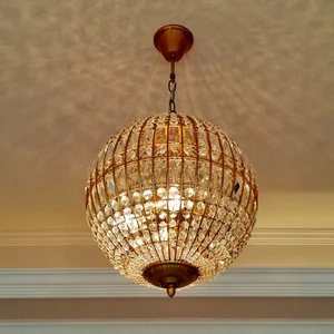 Zeal Lighting American Crystal Balloon Pendant Light Living Vintage Empire Style Crystal Globe Chandelier
