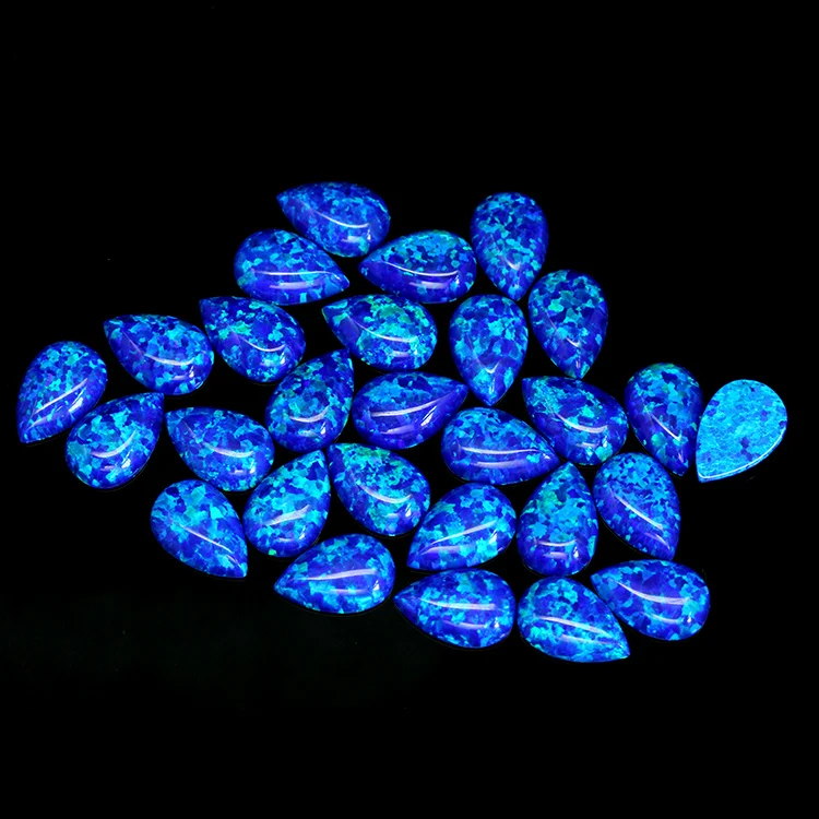7MM Round Smooth Flat Bottom Machine Cut Cheap Prices Good Polishing Synthetic Blue Opal Cabochon Stone for Jewelry Making