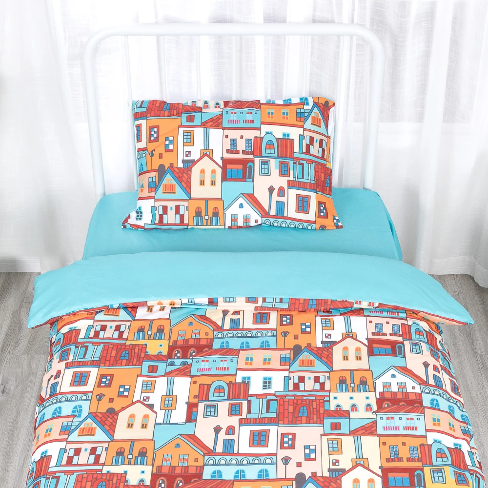 Toddler Bed Kids Bedding Girl 3 D Digital Print Roman Color House Bedding Set 100% Cotton Kids Quilt