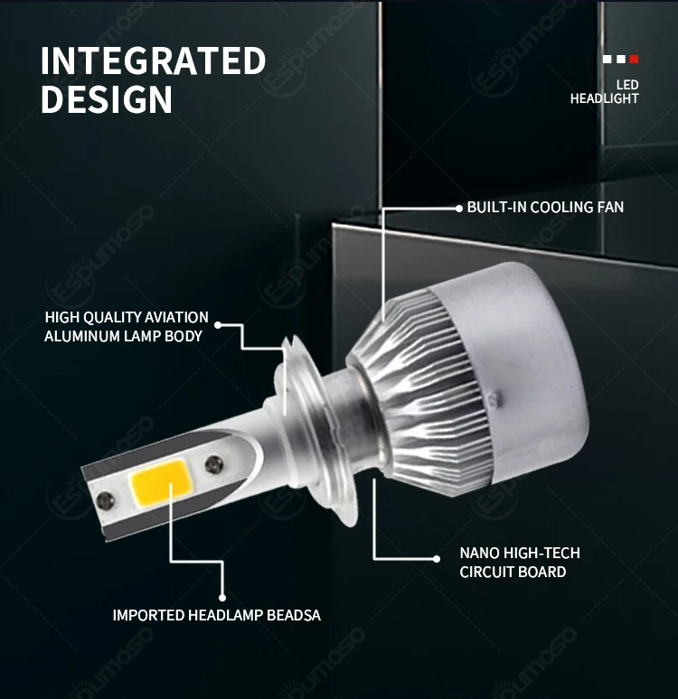 Cheap Price 12v White C6 Led Headlight Bulb 36w 3800lm Cob H1 H7 H11 H3