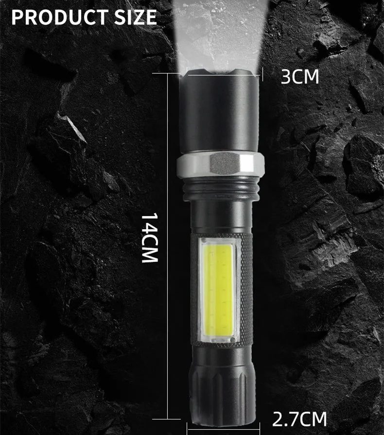 Карманный перезаряжаемый алюминиевый водонепроницаемый масштабируемый светодиодный мини-фонарик