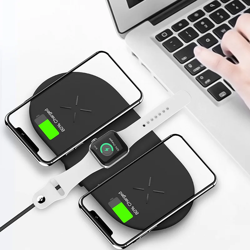 3 in 1 Fast Wireless Charger Charging Pad for apple Watch 9 8 7 6 5 4 3 2 1 and Smart Phones