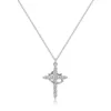 Silver brass cross necklace with crown