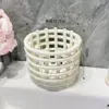 Cesta de Almacenamiento Tejida de Cerámica - Grande Blanca