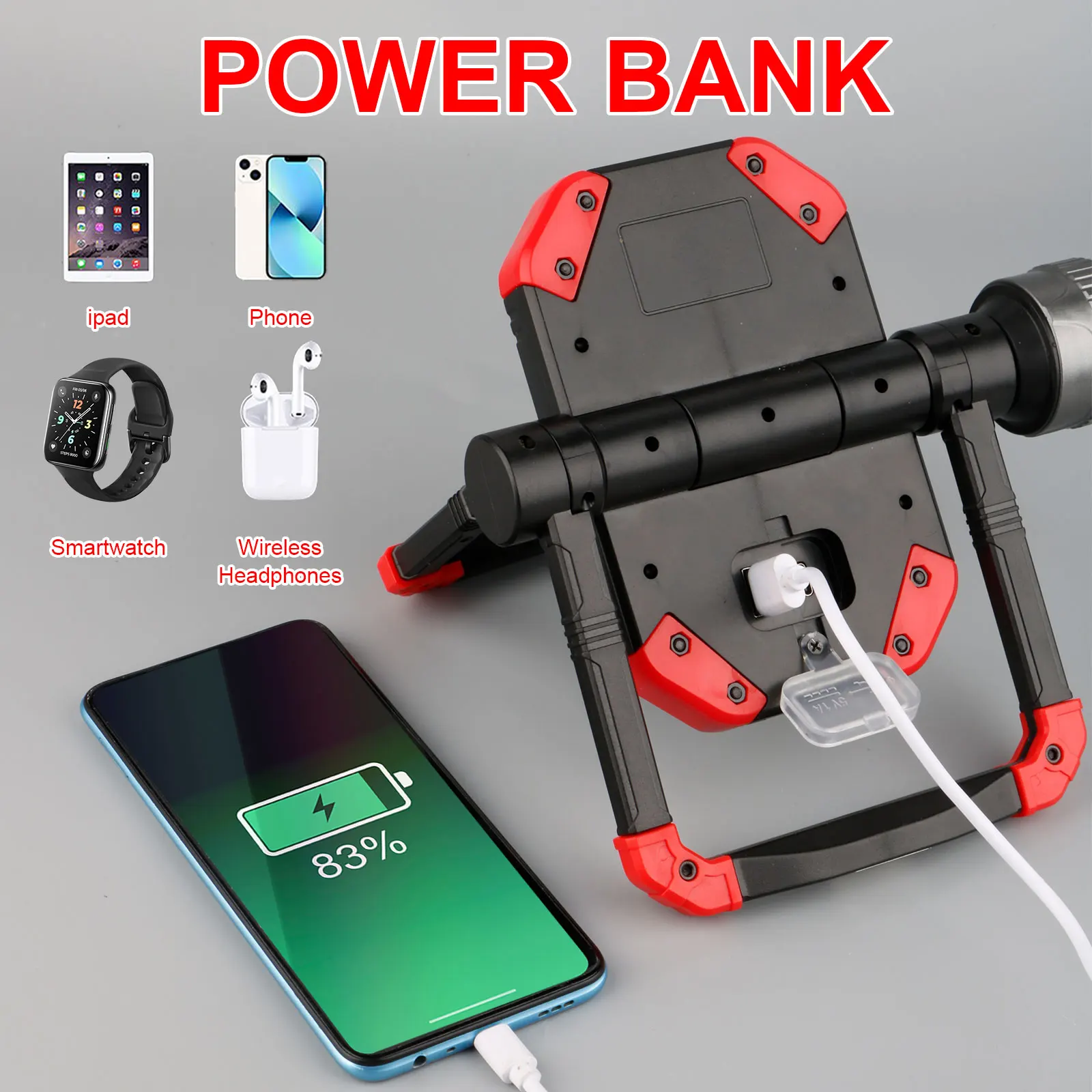5 Modes USB Rechargeable Portable LED Torch Degree Rotating COB Magnet Folding Emergency Car Repair Floodlight Work Light Lamp