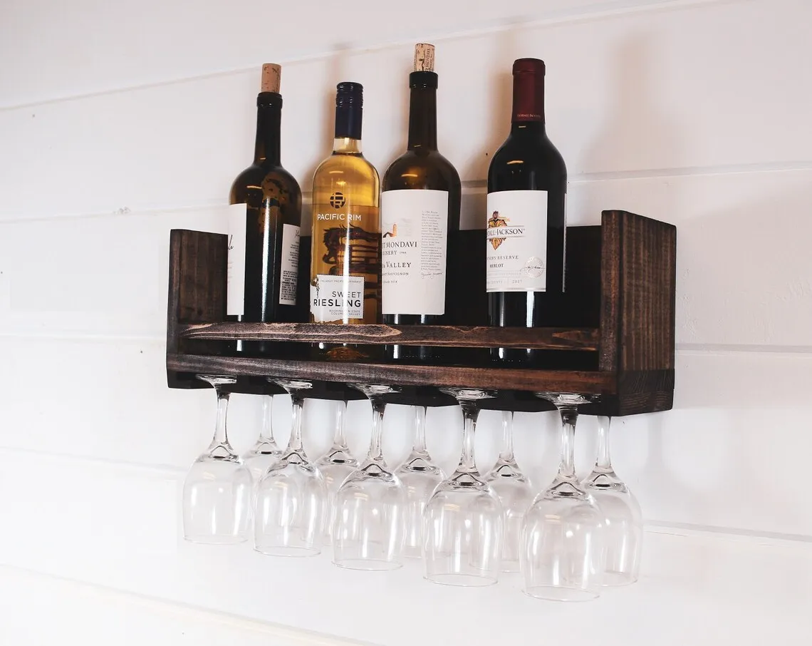 48 Botellas de Vino Estante para exhibición de Soportes de Vino Almacenamiento de Vino para la Cocina del hogar,BY-WS6848M-1 soges Estante de Madera sin Estante para Vino 