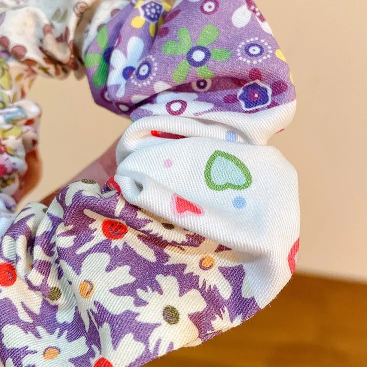 Женская атласная лента для волос, с цветочным принтом в клетку