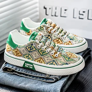 Breathable in Summer Casual Skate Shoes Men's Canvas Shoes Colorful Printed Design Casual Shoes