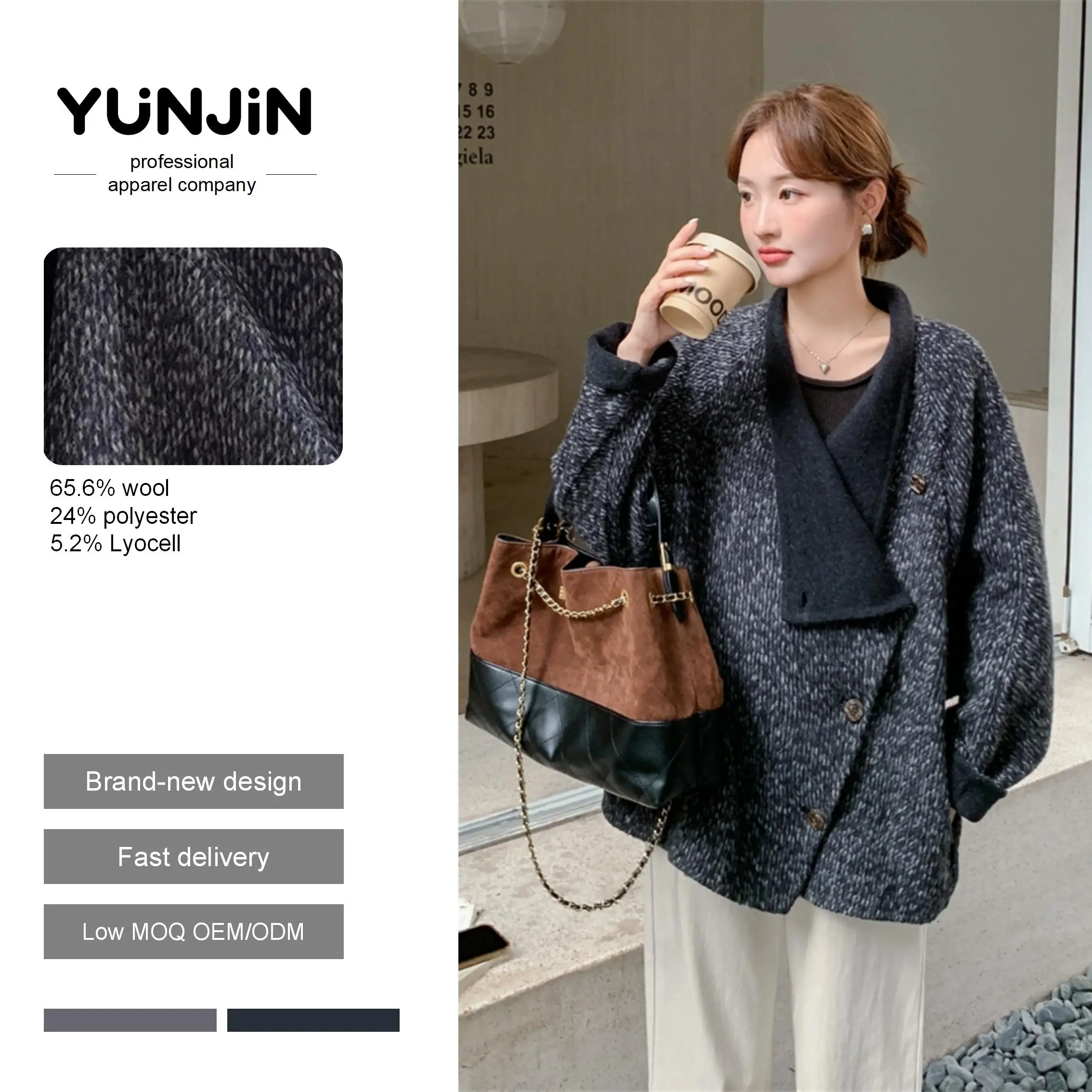 Oversized Double-Sided Wool Coat Women Short Autumn Winter