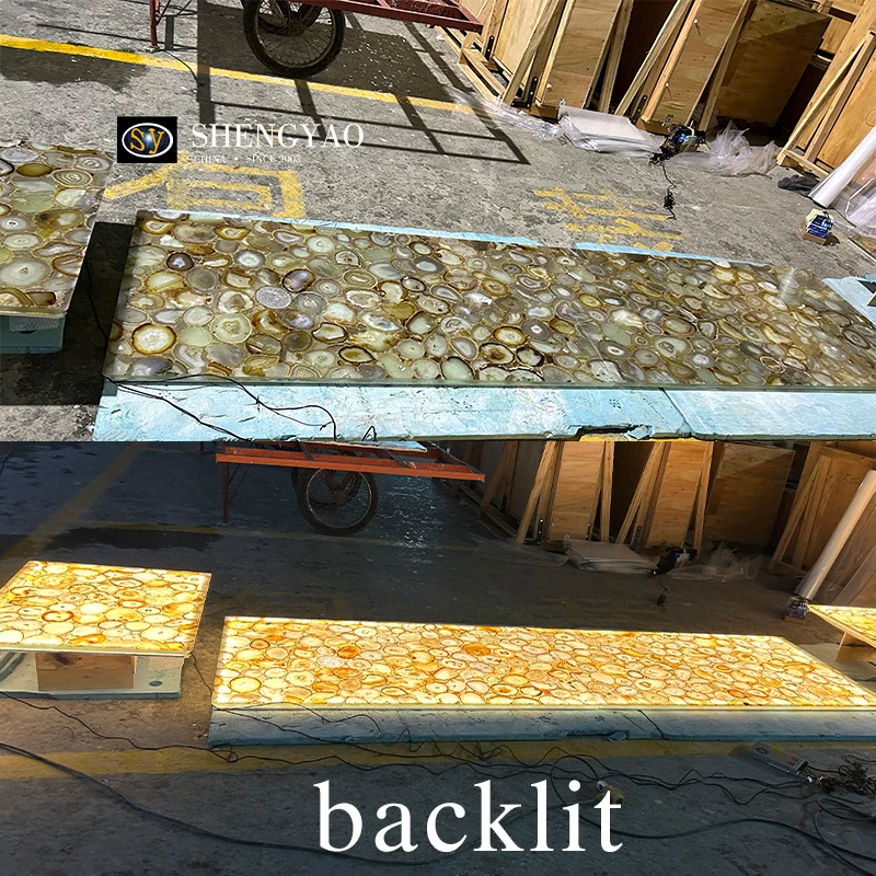 Backlit Kitchen Design Gemstone Onyx Translate Quartz Agate Stone