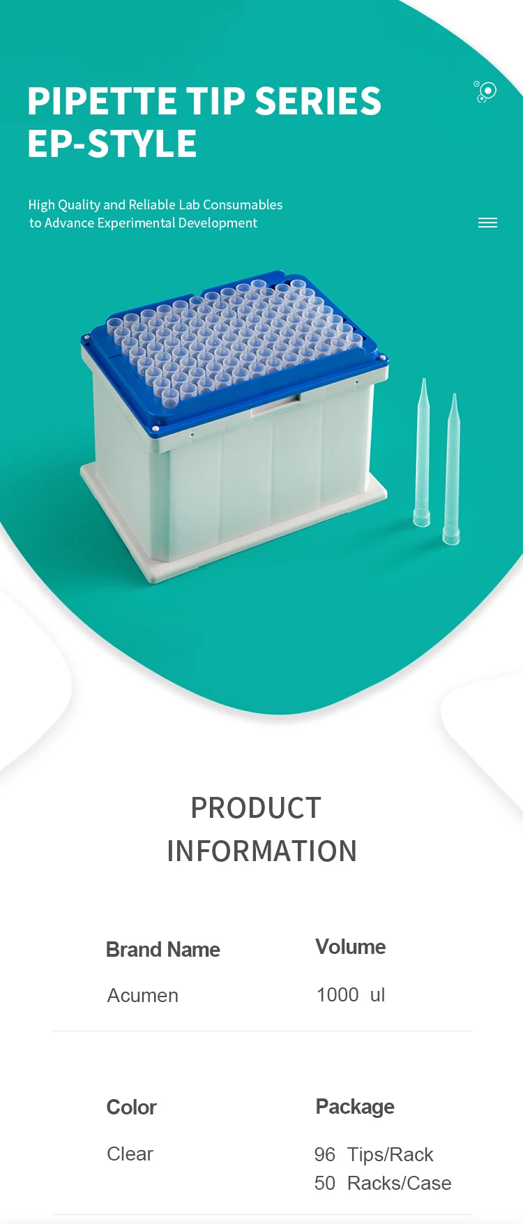Medical 1000ul Disposable Micro Tips Sterile Pipette Tips 1ml For Ep medical-1000ul-disposable-micro-tips-sterile-pipette-tips-1ml-for-ep