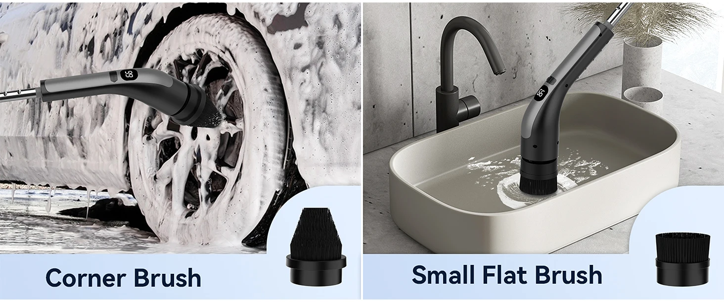 Home Kitchen Floor Cleaning Brush Long Handle Extendable Wireless Electric Rotating Model with Plastic Material