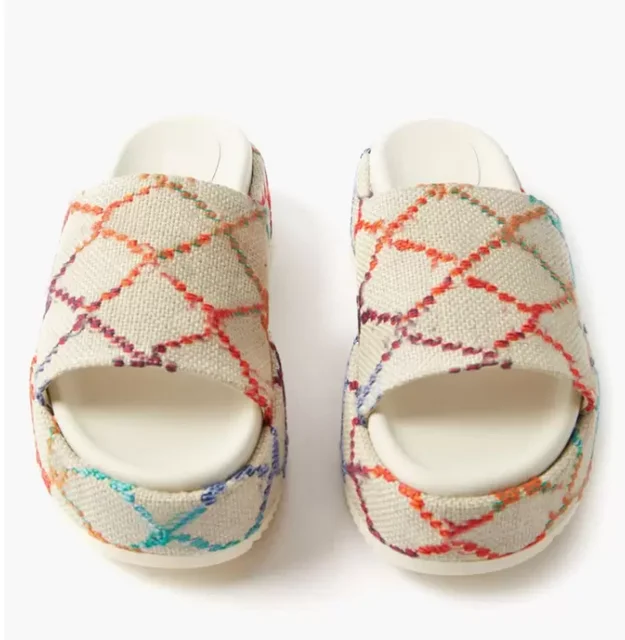 designer Logo sandals   luxury Embroidery platform shoes  slippers slides for women