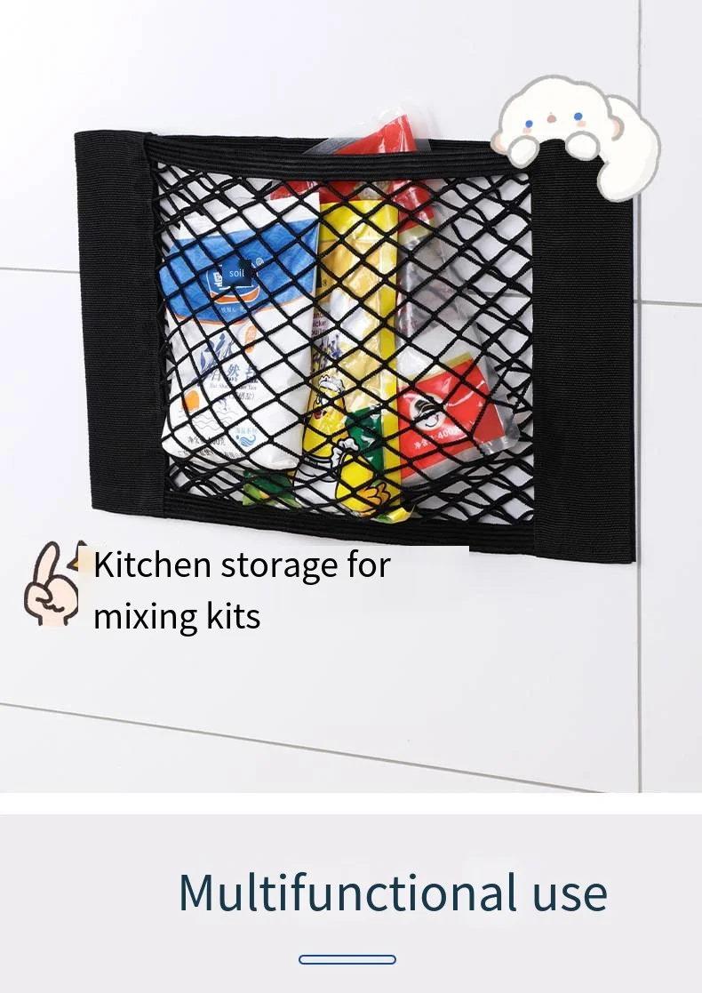 Storage net household kitchen cabinet door garbage Plastic bag organizer magic Stick shopping bag storage bag supplier