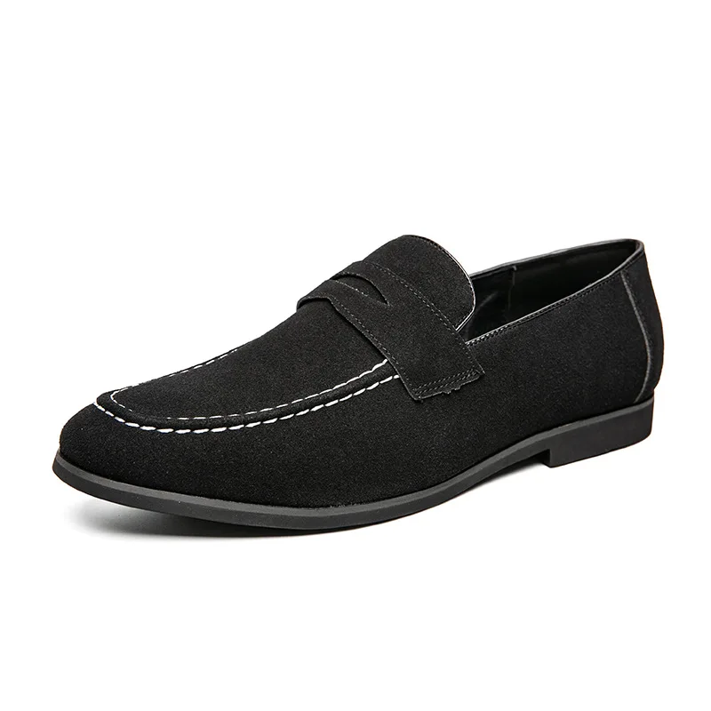 Mens black suede dress loafers best sale