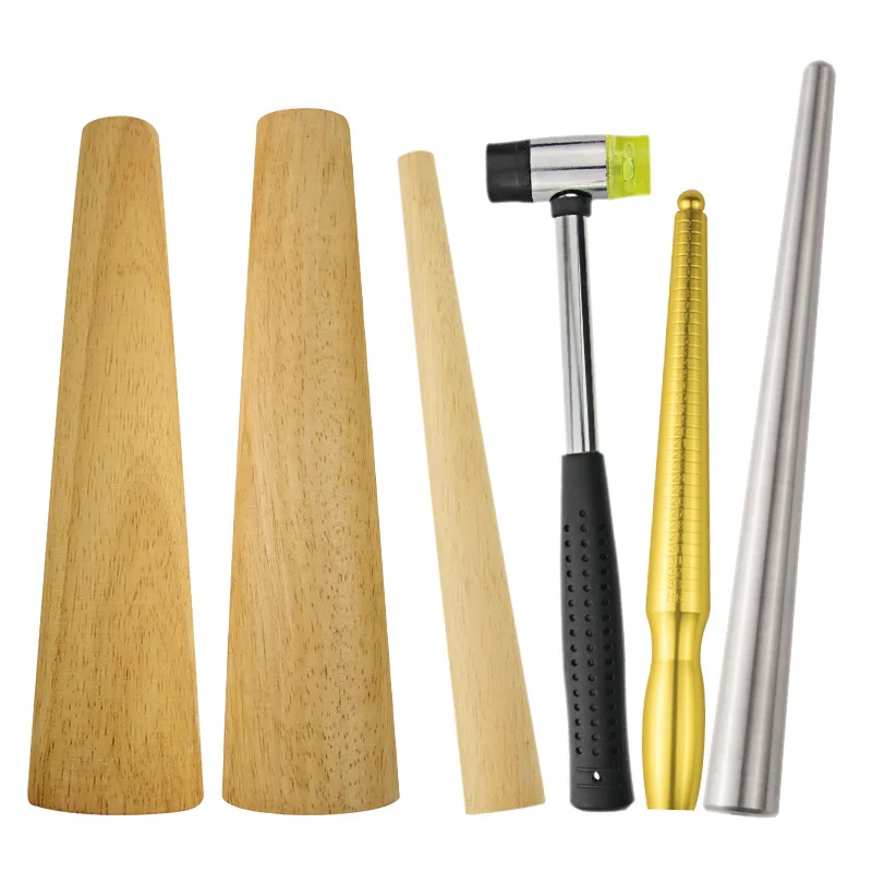 TEBAK Jewelry Round Wood Bracelet Steel Ring Mandrel Jewelry Making Measuring Tools Kits Bangle Stick Oval Wood Bracelet Mandrel