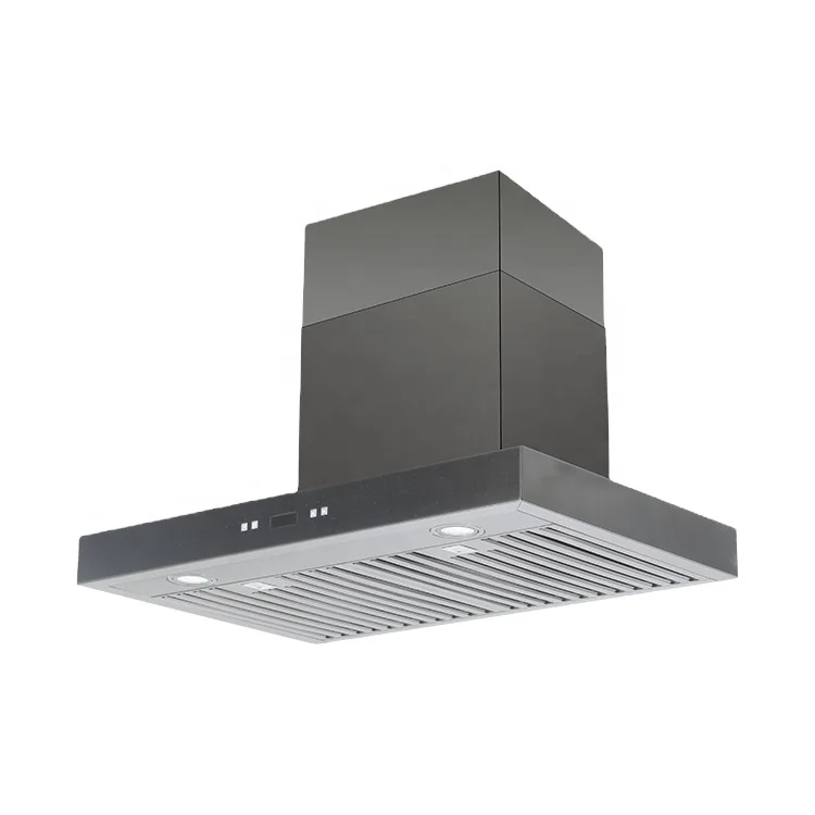 Black titanium wall mounted range hood hot sale baffle filter big suction customize hood easy cleaning