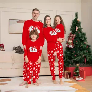 4XL Christmas Pajamas Set New Family Cotton Outfits Matching Knitted Sleepwear for Daily Western Xmas Occasion-Min. Order 3pcs