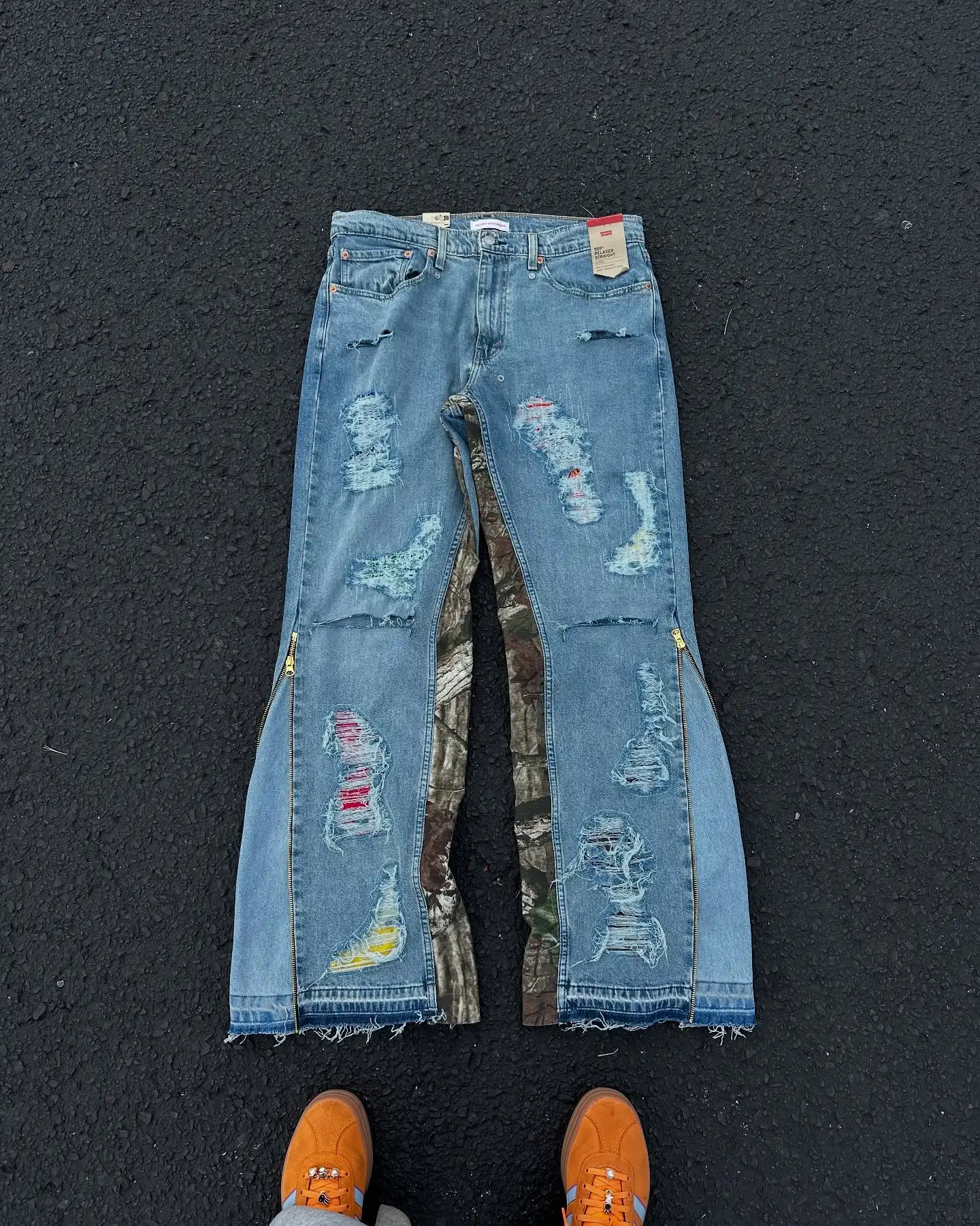 Customize Street Wear Gothic Retro Casual Splicing Black Wash Panel Wide Leg Jeans Custom Outfits Work Denim Jeans Jacket Sets gallery 3