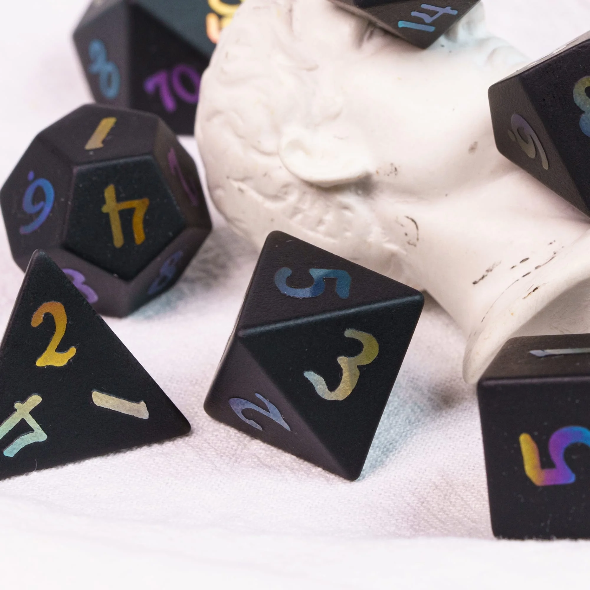 Udixi Polyhedral Custom logo Dungeons and Dragons Stone Gemstone Gem Obsidian Cube D&d Dice Game Set