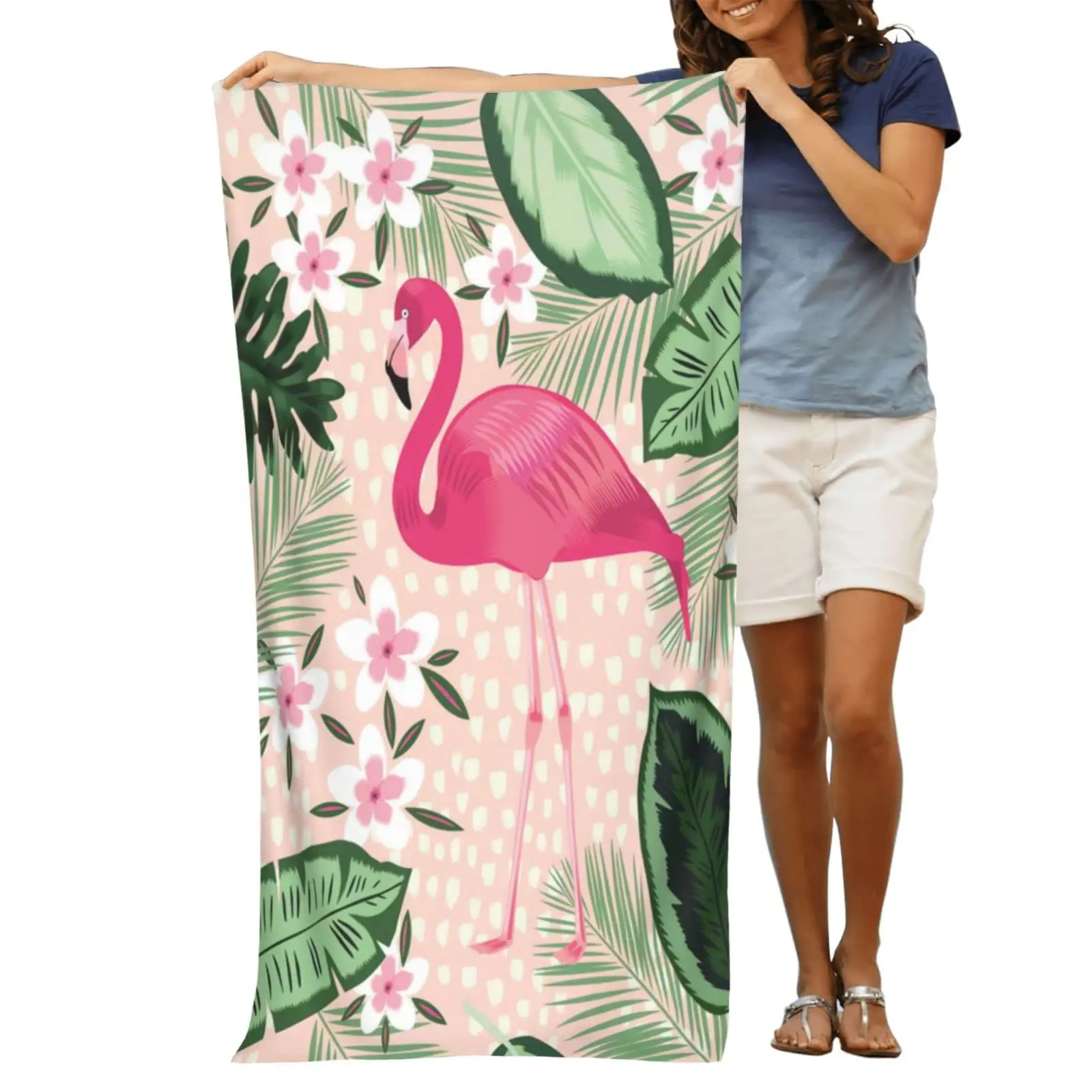 Flamingo Women's Extra Large Microfiber Beach Towel Quick Dry Sand-Free Adults' Cute Oversized Beach Towel Bulk Clearance details