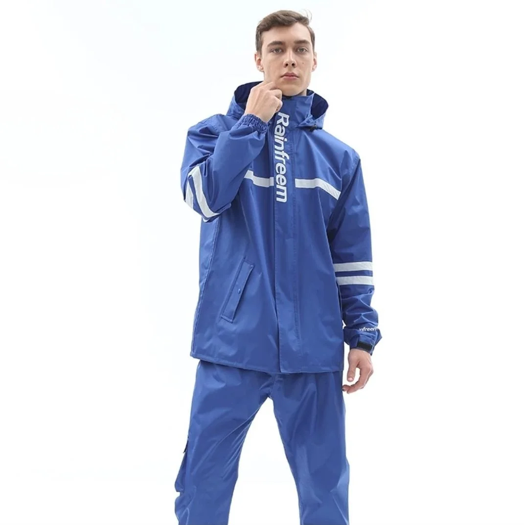 Hot Sale 3M High Reflective Raincoats Adult Outdoor Work Fashion Raincoat Unisex Hooded Waterproof Suit