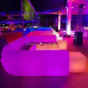 Modern Style Waterproof Plastic LED Furniture Set Glowing LED Sofa Chair for Home Bar Garden Outdoor Patio or Pool