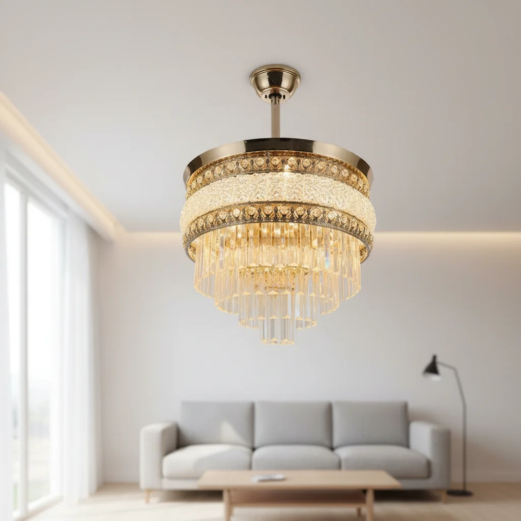 product crystal ceiling fan light fixture fandelier with remote dc motor 6 speed reversible led indoor decorative lighting home hotel-8