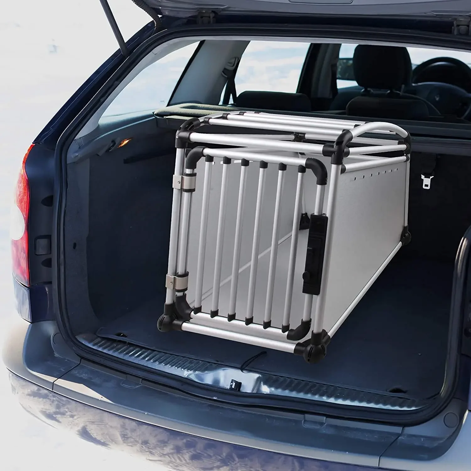 AFP Two Size Large Storage Collapsible Lightweight Dog Aluminium Travel Crate Transport Box Cage Pet Travel Carrier for Outdoor