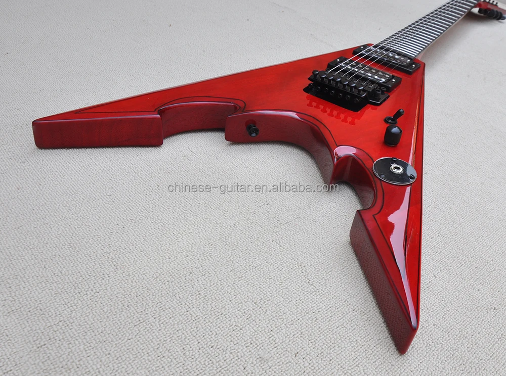 Flyoung Red Flying V Shape Electric Guitar 7 Strings  Electric Guitar OEM Guitars