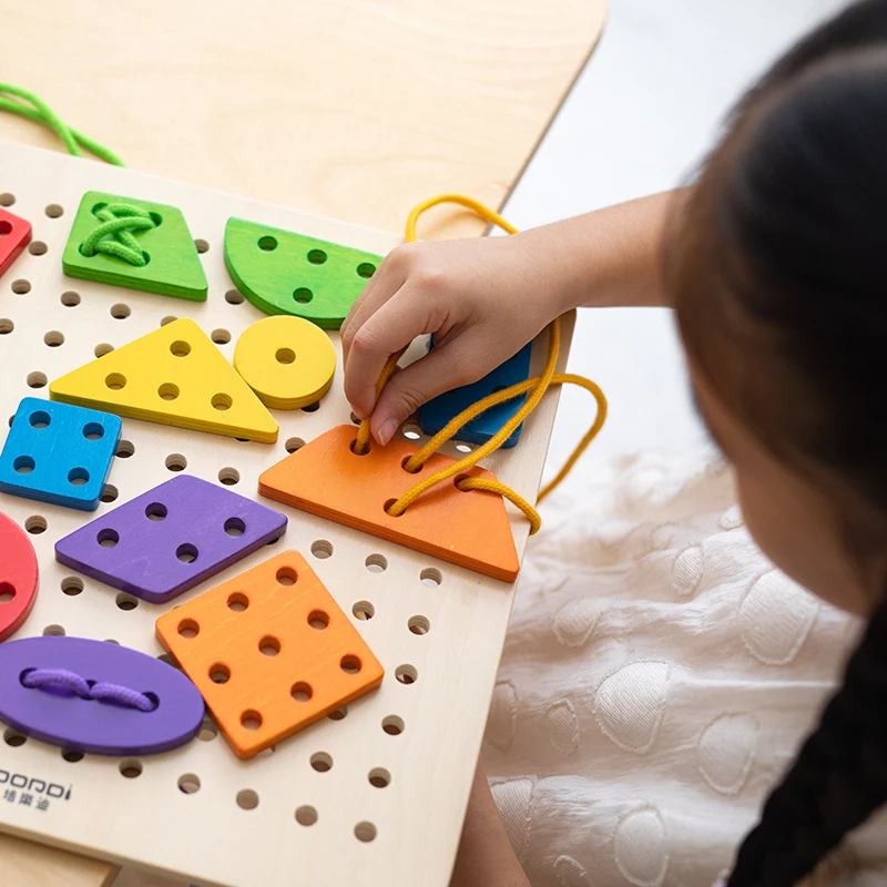 Photo inspiration: Picture Idea: Creative Educational Game Kids Lacing Toy Wooden DIY Stringing Wooden