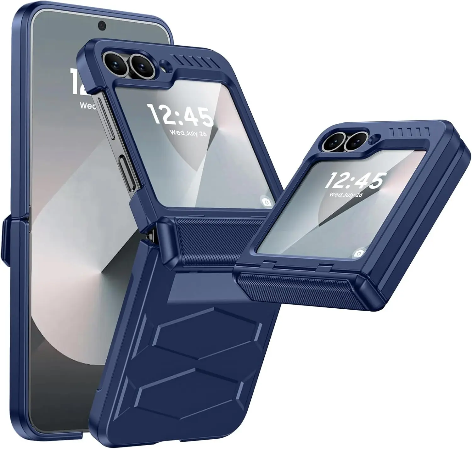 Heavy Duty Case for Samsung Z Flip 6 5 Rugged Cover with Screen Protectors Shockproof Case Simple Business Design