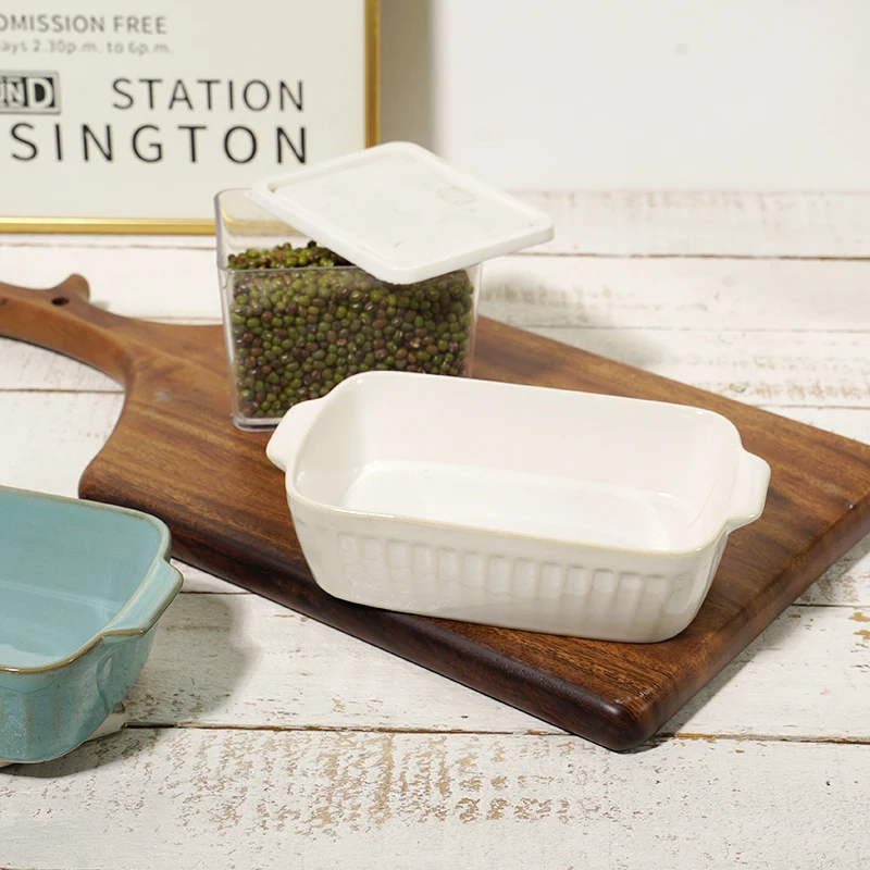 Highest Quality Classic China Ceramic Bakeware Dish or Pan Baking Lasagna Rectangular Ceramic Non Stickbaking Tray manufacture