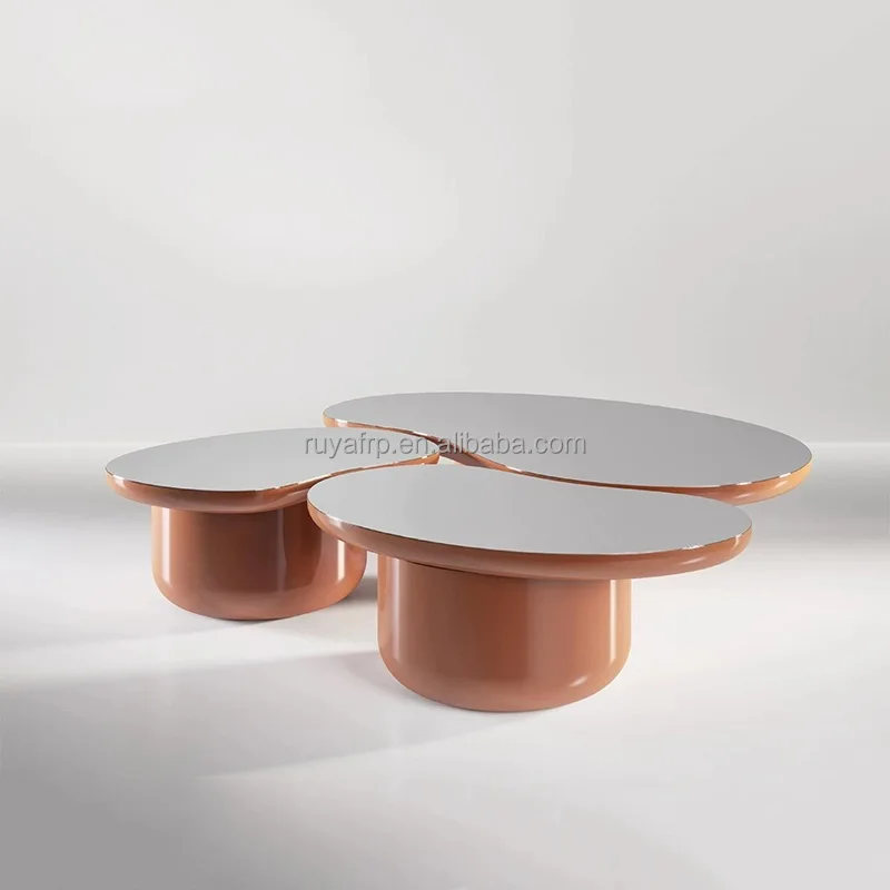 Nordic Design Living Room Sofa Side Table Irregular Three Pieces Coffee ...