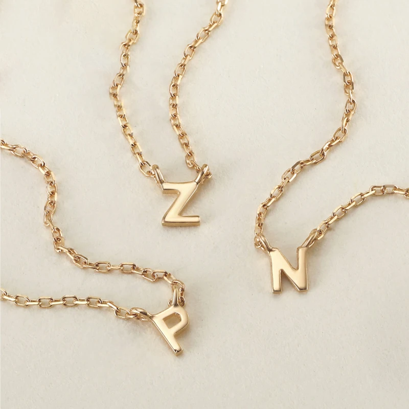 Vlove 14 K Real Gold Custom Jewelry A To Z Alphabet Diy Pendant Initial