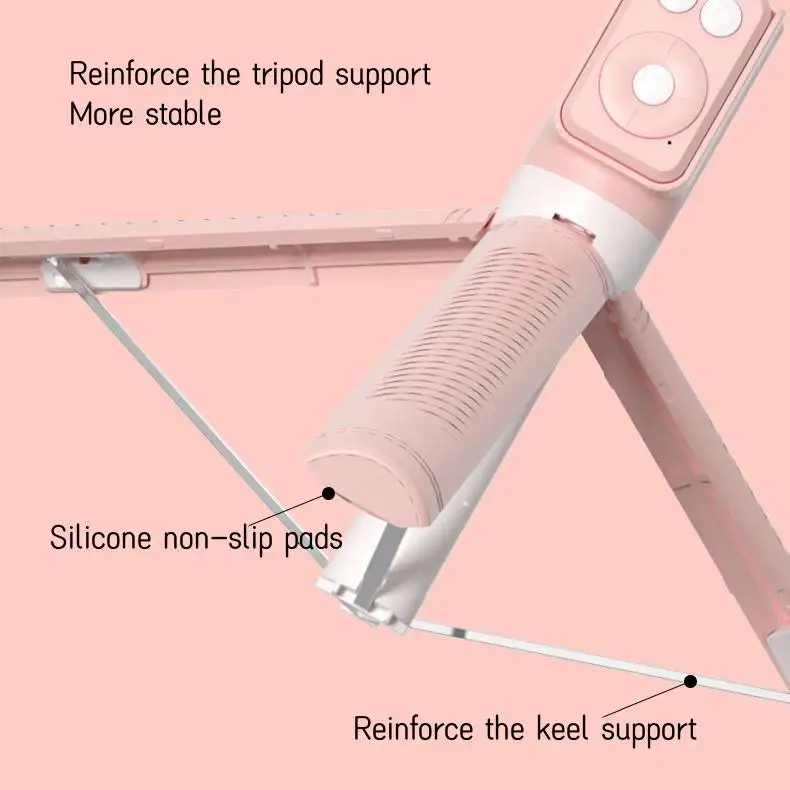 Beauty Light Selfie Stick Quadripod Panorama Shooting 360 Degree Phone Stand Vlogging Live Video and Photo Shooting