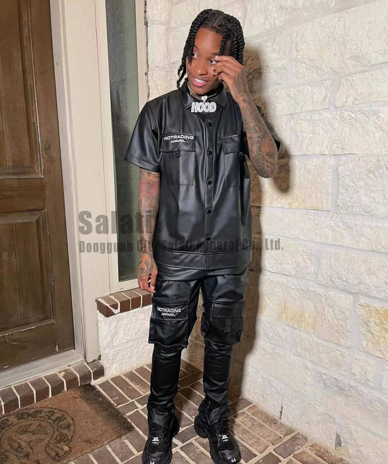 Mnml Stacked Leather Pants Pants Black Leather Pants Mnml Purple