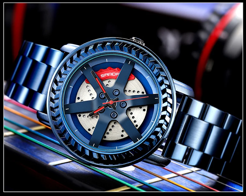 SANDA Top Brand Luxury Wheel Rim Hub Watch Custom Design Sport Car Rim Watches Waterproof Creative Relogio Masculino 2020 Watch