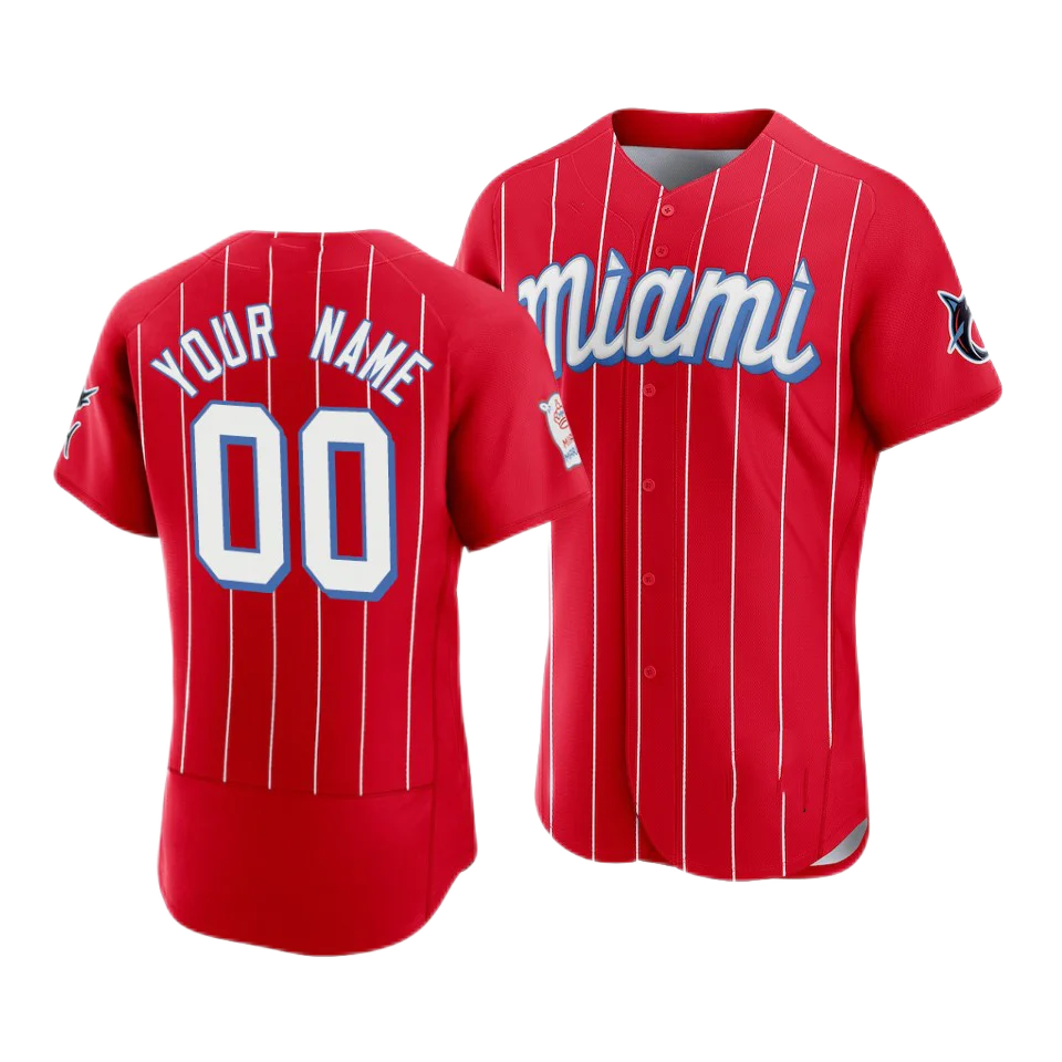 Men's Blue Miami Marlins Alternate Replica Baseball clothing Populaire  Custom Baseball Jersey Name and Number ShortSleeve Casual - AliExpress