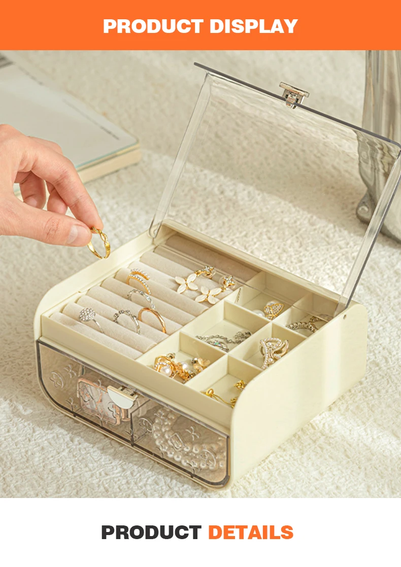 Wannuo Fashion Portable Dust-Proof Jewelry Storage Box Transparent Drawer Type Jewelry Box supplier