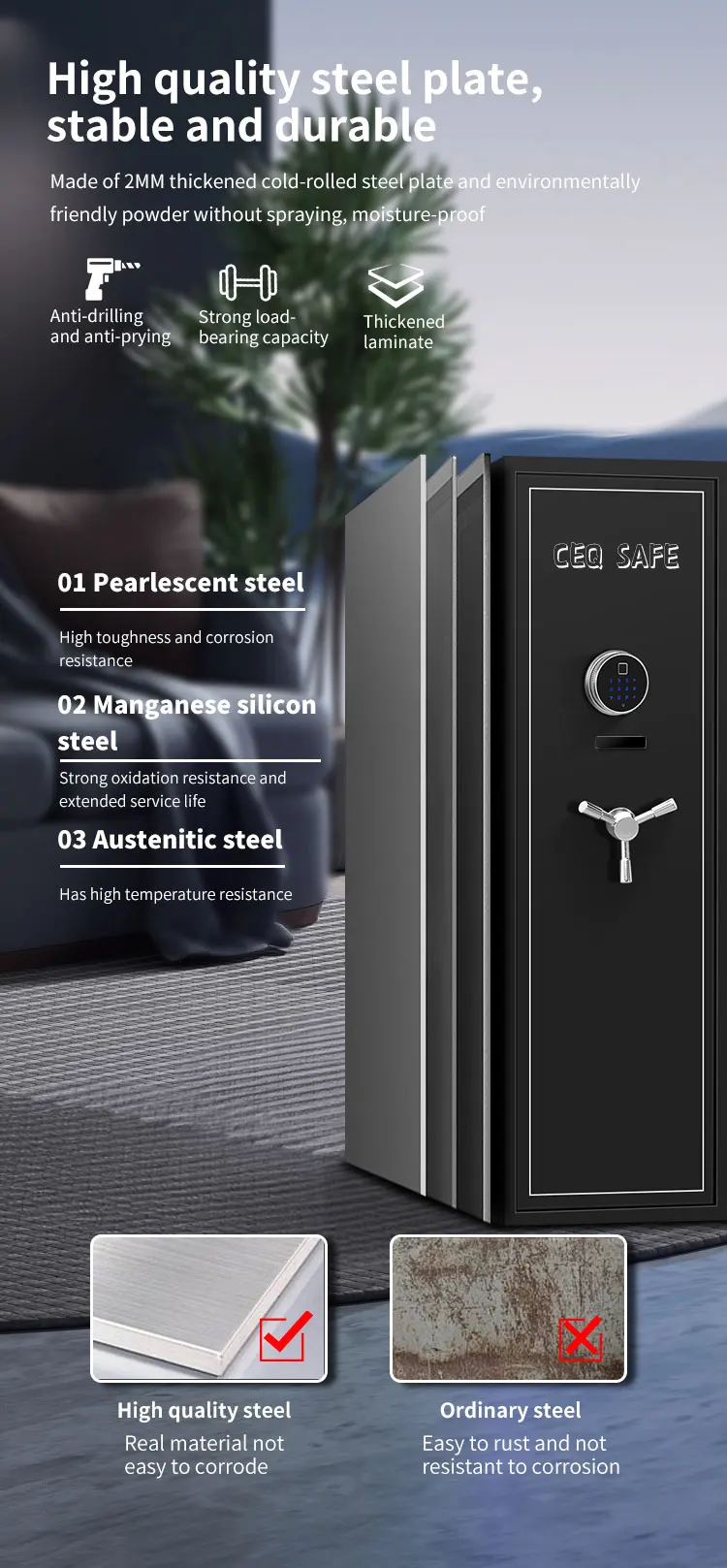 CEQSAFE High Quality Security Company Fireproof Password Locker Gun Safe Box supplier