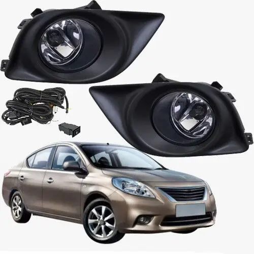 Car accessories Clear fog light lamp kit for nissan sunny almera Versa sedan 2011 2012 2013 2014 with switch wire harness